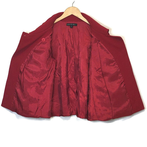 Lafayette 148 New York Red Swing Coat Virgin Wool 3/4 Sleeve Short Size 12 - Picture 10 of 16